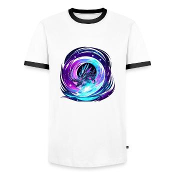 Les Êtres au-dessus de nous - T-shirt contrasté Homme - blanc/noir - Devant - AI Model Female 172 light (172cm) & AI Model Male 178 dark (178cm)