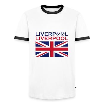 Fußball Soccer - Men's Ringer Shirt - white/black - Front - AI Model Female 172 light (172cm) & AI Model Male 178 dark (178cm)