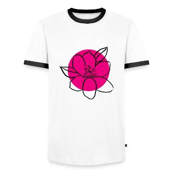 Flower Flower Plant - Men's Ringer Shirt - white/black - Front - AI Model Female 172 light (172cm) & AI Model Male 178 dark (178cm)