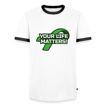 Sensibilisation à la santé mentale : Votre vie compte - T-shirt contrasté Homme - blanc/noir - Devant - AI Model Female 172 light (172cm) & AI Model Male 178 dark (178cm)
