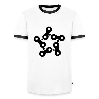 Triathlon Natation Bike Run Marathon - T-shirt contrasté Homme - blanc/noir - Devant - AI Model Female 172 light (172cm) & AI Model Male 178 dark (178cm)