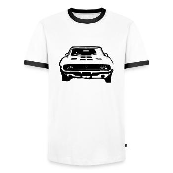 AUTO - Männer Kontrast-T-Shirt - Weiß/Schwarz - Vorne - AI Model Female 172 light (172cm) & AI Model Male 178 dark (178cm)
