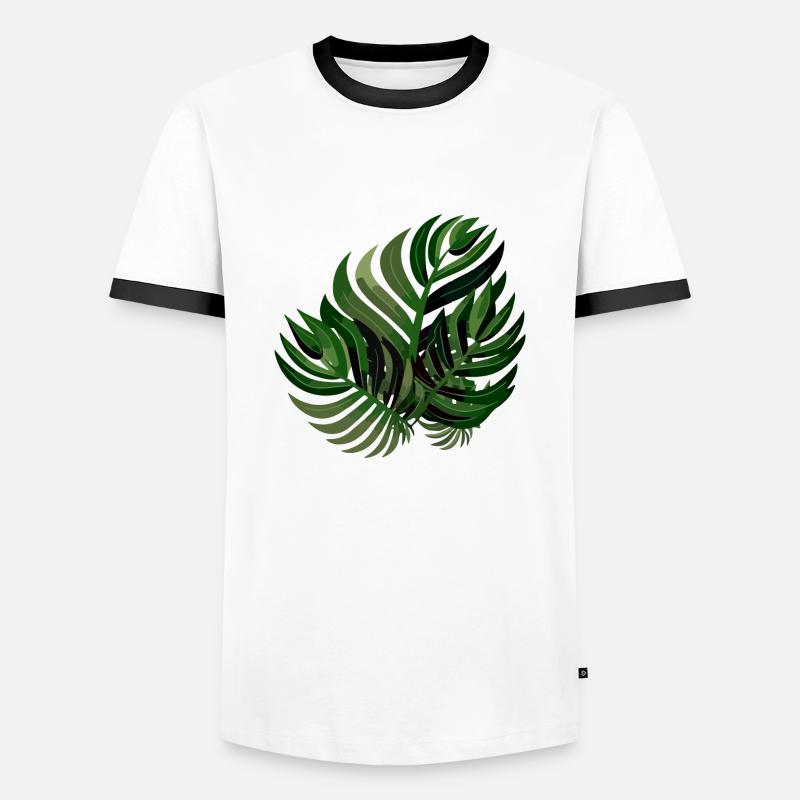Palm leaf - Men's Ringer Shirt - white/black