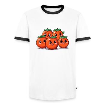 Kawaii tomato buddies - Men's Ringer Shirt - white/black - Front - AI Model Female 172 light (172cm) & AI Model Male 178 dark (178cm)