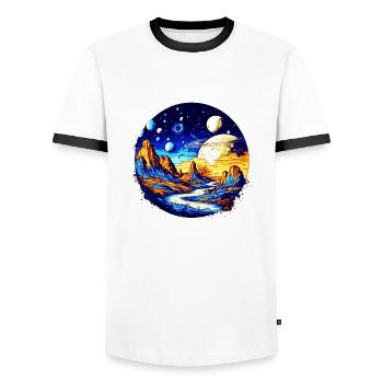 Astronomy and the universe as a colorful galaxy - Men's Ringer Shirt - white/black - Front - AI Model Female 172 light (172cm) & AI Model Male 178 dark (178cm)