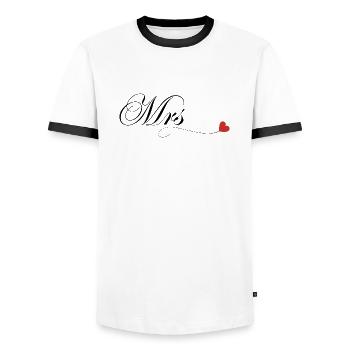 Passendes personalisiertes Paar T-Shirt Herr und Frau - Männer Kontrast-T-Shirt - Weiß/Schwarz - Vorne - AI Model Female 172 light (172cm) & AI Model Male 178 dark (178cm)
