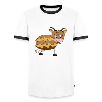 Cow - Men's Ringer Shirt - white/black - Front - AI Model Female 172 light (172cm) & AI Model Male 178 dark (178cm)
