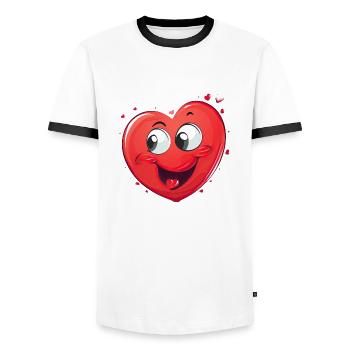 Cheerful heart - Men's Ringer Shirt - white/black - Front - AI Model Female 172 light (172cm) & AI Model Male 178 dark (178cm)