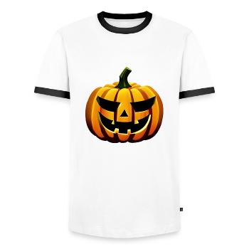 Halloween Gift Pumpkin Pumpkin Costume Pumpkins - Men's Ringer Shirt - white/black - Front - AI Model Female 172 light (172cm) & AI Model Male 178 dark (178cm)