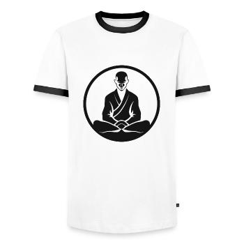 train the mind - Men's Ringer Shirt - white/black - Front - AI Model Female 172 light (172cm) & AI Model Male 178 dark (178cm)