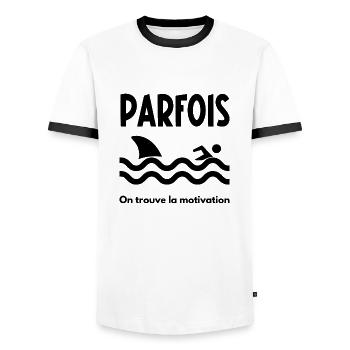 parfois on trouve la motivation - T-shirt contrasté Homme - blanc/noir - Devant - AI Model Female 172 light (172cm) & AI Model Male 178 dark (178cm)