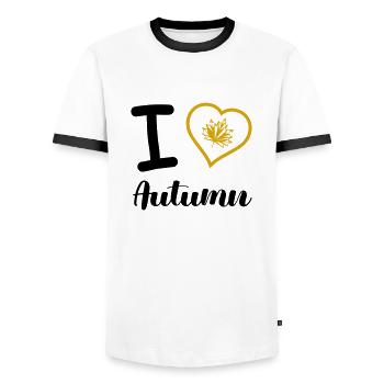 i love autumn - Men's Ringer Shirt - white/black - Front - AI Model Female 172 light (172cm) & AI Model Male 178 dark (178cm)