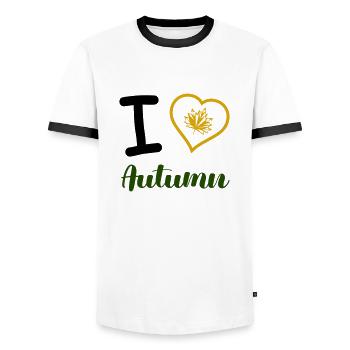 i love autumn - Men's Ringer Shirt - white/black - Front - AI Model Female 172 light (172cm) & AI Model Male 178 dark (178cm)