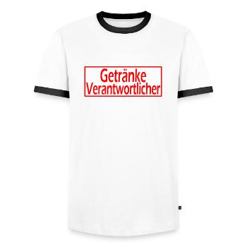 GetränkeVerantwortlicher - Männer Kontrast-T-Shirt - Weiß/Schwarz - Vorne - AI Model Female 172 light (172cm) & AI Model Male 178 dark (178cm)