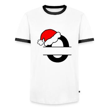 Weihnachtsalphabet Buchstabe O zum Personalisieren - Männer Kontrast-T-Shirt - Weiß/Schwarz - Vorne - AI Model Female 172 light (172cm) & AI Model Male 178 dark (178cm)