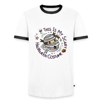 Das ist mein gruseliges Halloween-Kostüm - Männer Kontrast-T-Shirt - Weiß/Schwarz - Vorne - AI Model Female 172 light (172cm) & AI Model Male 178 dark (178cm)