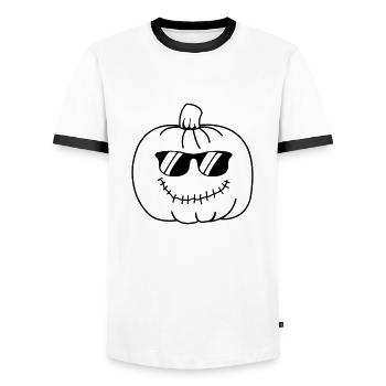 Citrouille fraîche - T-shirt contrasté Homme - blanc/noir - Devant - AI Model Female 172 light (172cm) & AI Model Male 178 dark (178cm)