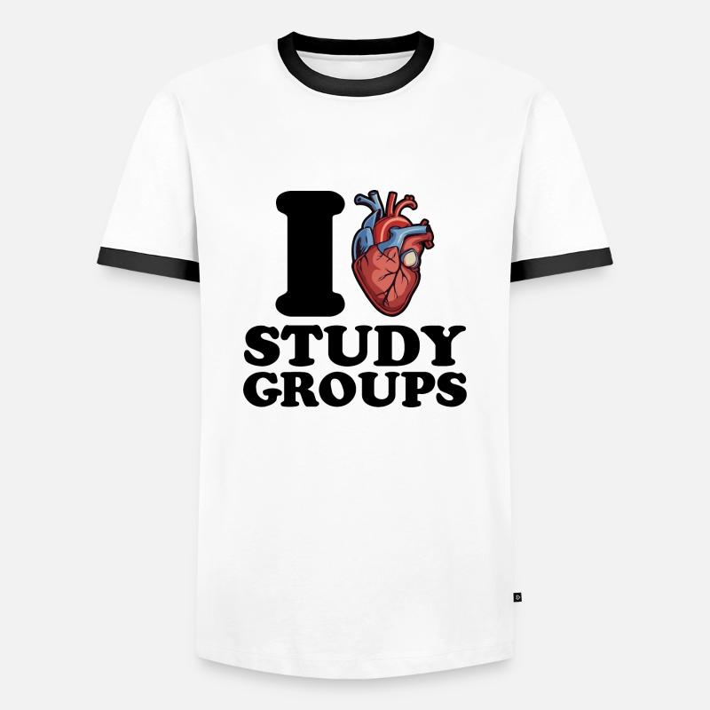 Ich liebe Studiengruppen - Männer Kontrast-T-Shirt - Weiß/Schwarz