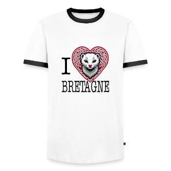I Love Bretagne Tribal Celtic Ermine - Men's Ringer Shirt - white/black - Front - AI Model Female 172 light (172cm) & AI Model Male 178 dark (178cm)