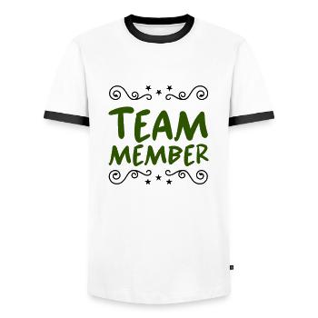 Team Member - Men's Ringer Shirt - white/black - Front - AI Model Female 172 light (172cm) & AI Model Male 178 dark (178cm)