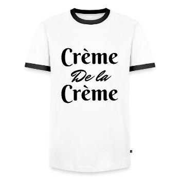 Crème de la crème - Men's Ringer Shirt - white/black - Front - AI Model Female 172 light (172cm) & AI Model Male 178 dark (178cm)
