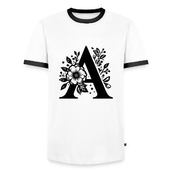 Letter A Floral - Men's Ringer Shirt - white/black - Front - AI Model Female 172 light (172cm) & AI Model Male 178 dark (178cm)