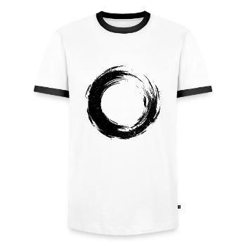 Coup de pinceau circulaire - T-shirt contrasté Homme - blanc/noir - Devant - AI Model Female 172 light (172cm) & AI Model Male 178 dark (178cm)