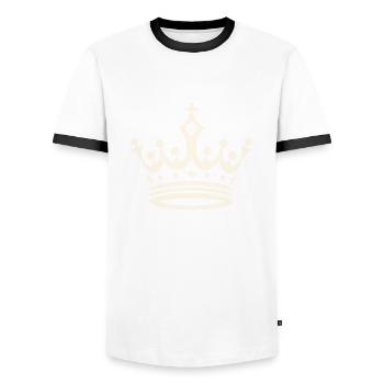 Krone der Eleganz - Männer Kontrast-T-Shirt - Weiß/Schwarz - Vorne - AI Model Female 172 light (172cm) & AI Model Male 178 dark (178cm)