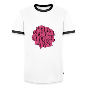 Beard Fun Dinosaur Fairy Tail Computer Lover Jokes - Men's Ringer Shirt - white/black - Front - AI Model Female 172 light (172cm) & AI Model Male 178 dark (178cm)