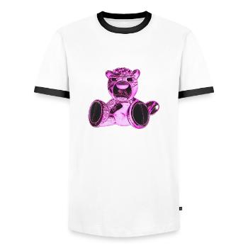 Creepy Teddy Pink - Männer Kontrast-T-Shirt - Weiß/Schwarz - Vorne - AI Model Female 172 light (172cm) & AI Model Male 178 dark (178cm)