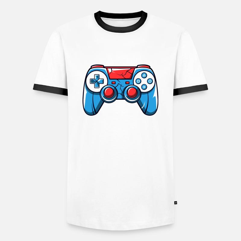 Gamer Controller Logo - Men's Ringer Shirt - white/black
