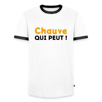 Chauve qui peut ! - T-shirt contrasté Homme - blanc/noir - Devant - AI Model Female 172 light (172cm) & AI Model Male 178 dark (178cm)