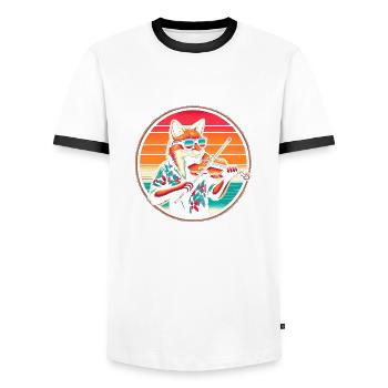 Fuchs Geige Violine - Männer Kontrast-T-Shirt - Weiß/Schwarz - Vorne - AI Model Female 172 light (172cm) & AI Model Male 178 dark (178cm)