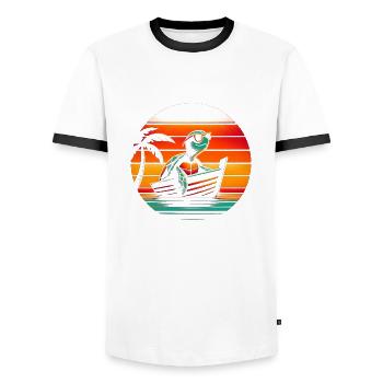 Schildkröte Boot Segeln - Männer Kontrast-T-Shirt - Weiß/Schwarz - Vorne - AI Model Female 172 light (172cm) & AI Model Male 178 dark (178cm)