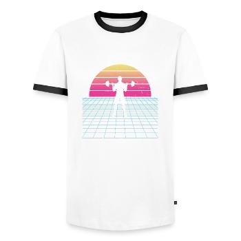 Musculation Femme Entraînement d’endurance Cardio - T-shirt contrasté Homme - blanc/noir - Devant - AI Model Female 172 light (172cm) & AI Model Male 178 dark (178cm)