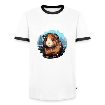 Winter guinea pig - Men's Ringer Shirt - white/black - Front - AI Model Female 172 light (172cm) & AI Model Male 178 dark (178cm)