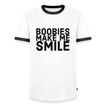 Les fous me font sourire - T-shirt contrasté Homme - blanc/noir - Devant - AI Model Female 172 light (172cm) & AI Model Male 178 dark (178cm)