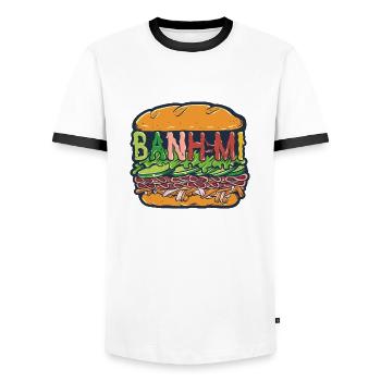 Vietnam Viet Banh Mi pain vietnamien I cadeau - T-shirt contrasté Homme - blanc/noir - Devant - AI Model Female 172 light (172cm) & AI Model Male 178 dark (178cm)