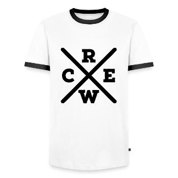 Crew - Männer Kontrast-T-Shirt - Weiß/Schwarz - Vorne - AI Model Female 172 light (172cm) & AI Model Male 178 dark (178cm)