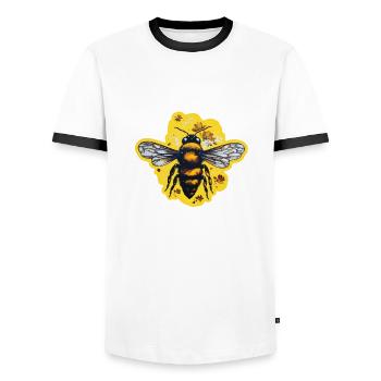 Honey bee in summer - Men's Ringer Shirt - white/black - Front - AI Model Female 172 light (172cm) & AI Model Male 178 dark (178cm)