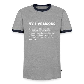 Mes Cinq Humeurs Drôle Sarcastique Sarcastique Jeu de mots Blague - T-shirt contrasté Homme - gris/marine  - Devant - AI Model Female 172 light (172cm) & AI Model Male 178 light (178cm)