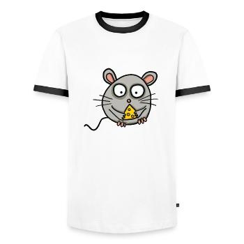 Souris au fromage - T-shirt contrasté Homme - blanc/noir - Devant - AI Model Female 172 light (172cm) & AI Model Male 178 dark (178cm)