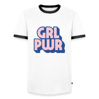 Girl Power - Männer Kontrast-T-Shirt - Weiß/Schwarz - Vorne - AI Model Female 172 light (172cm) & AI Model Male 178 dark (178cm)