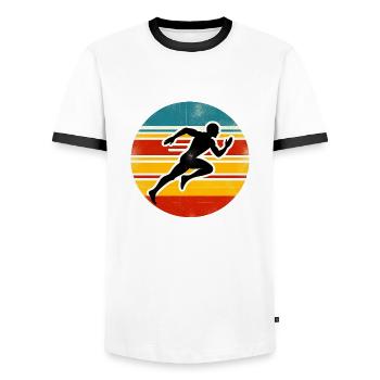 Sprinter - Track And Field - Männer Kontrast-T-Shirt - Weiß/Schwarz - Vorne - AI Model Female 172 light (172cm) & AI Model Male 178 dark (178cm)