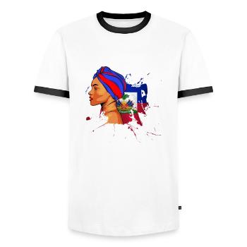 Haïti Drapeau Haïtien Femme Princesse I Cadeau - T-shirt contrasté Homme - blanc/noir - Devant - AI Model Female 172 light (172cm) & AI Model Male 178 dark (178cm)