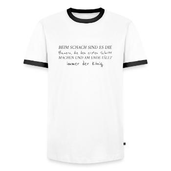 Funny Saying Peasants - Men's Ringer Shirt - white/black - Front - AI Model Female 172 light (172cm) & AI Model Male 178 dark (178cm)