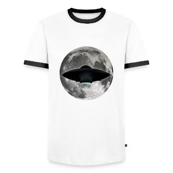 UFO Moon - Männer Kontrast-T-Shirt - Weiß/Schwarz - Vorne - AI Model Female 172 light (172cm) & AI Model Male 178 dark (178cm)