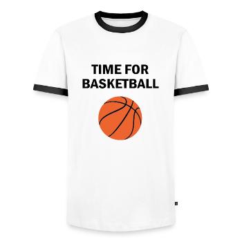 Basket-ball - T-shirt contrasté Homme - blanc/noir - Devant - AI Model Female 172 light (172cm) & AI Model Male 178 dark (178cm)