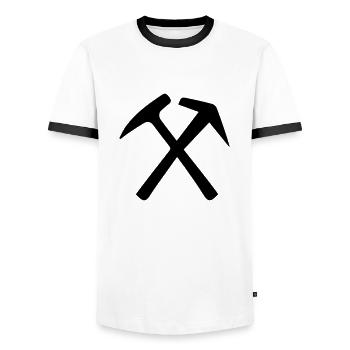 Roofer - Men's Ringer Shirt - white/black - Front - AI Model Female 172 light (172cm) & AI Model Male 178 dark (178cm)