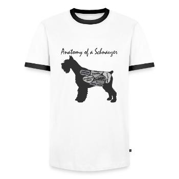 SCNAUZER anatomy - Men's Ringer Shirt - white/black - Front - AI Model Female 172 light (172cm) & AI Model Male 178 dark (178cm)